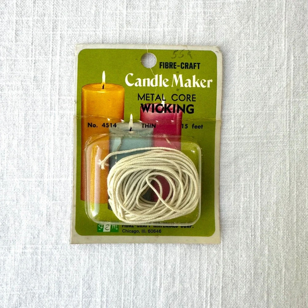 Vintage 1970s Fibre-Craft Candle Wick NOS Metal Core Wicking 15 Ft Making Supply